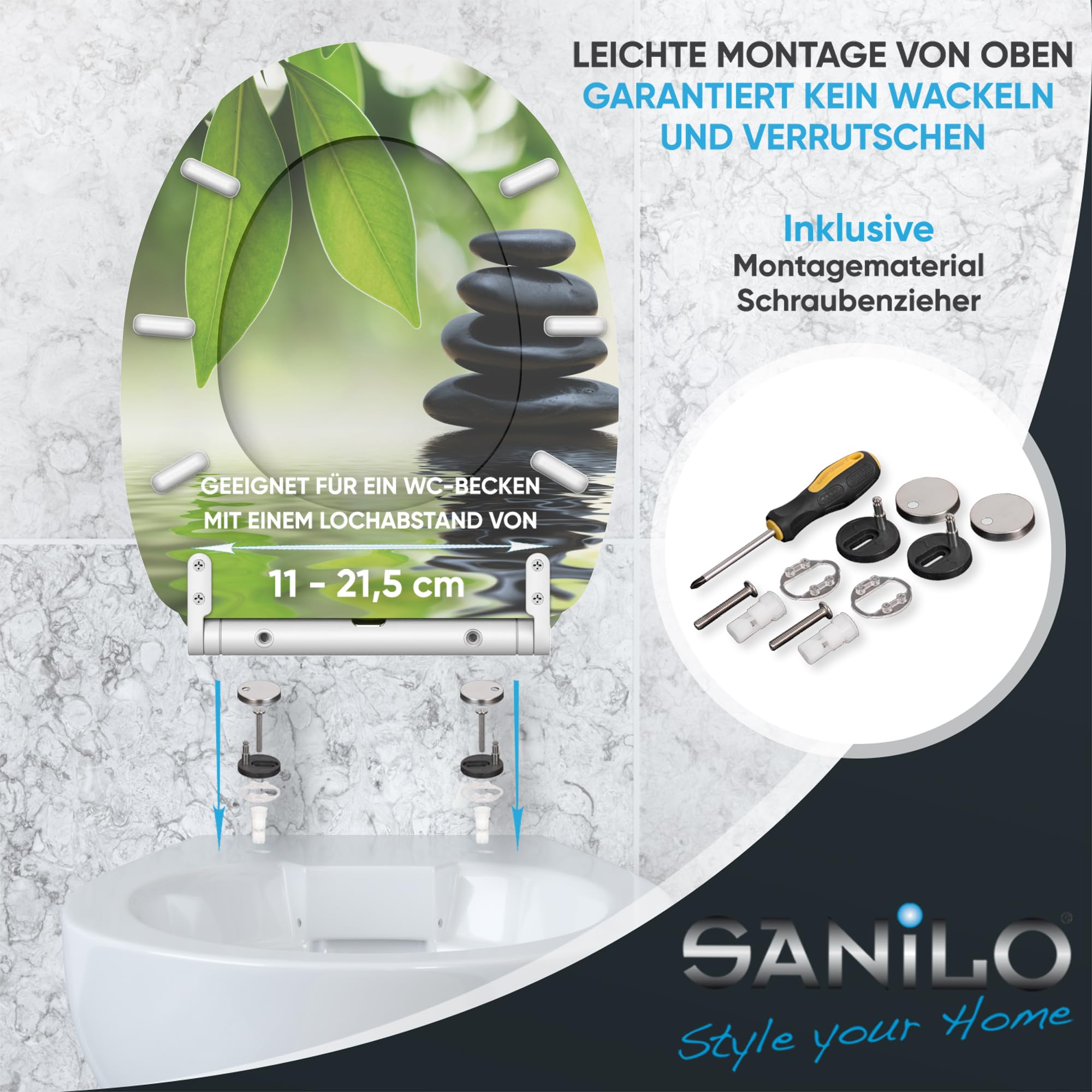 Sanilo WC Sitz mit Absenkautomatik & Quick-Release aus Holz, Harmony