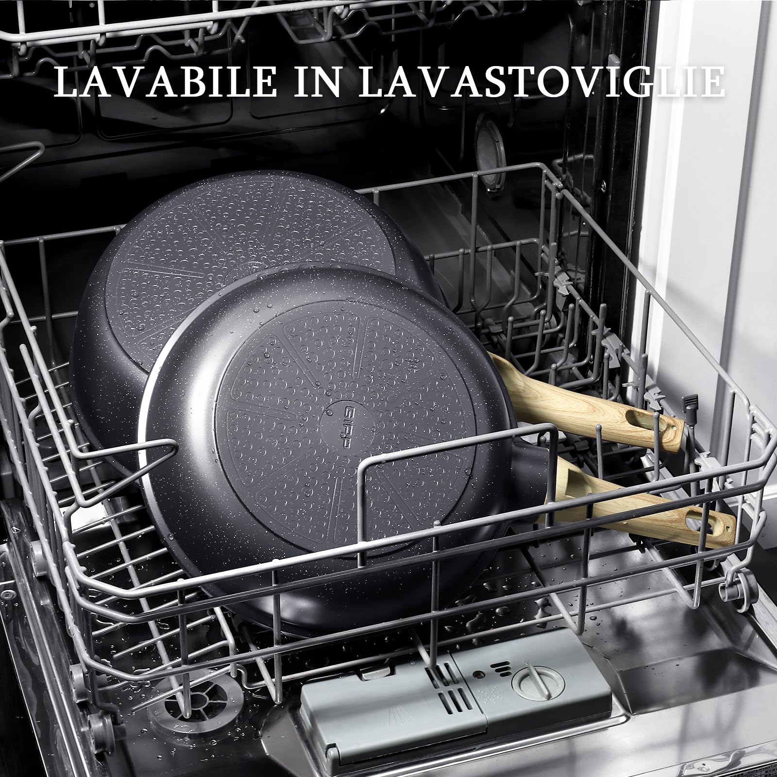 GiPP Padella Antiaderente in Ceramica con Coperchio – Padella Sana e Atossica da 28 cm, Compatibile con Induzione, Senza PFAS e PFOA, Lavabile in Lavastoviglie(Grigio,28cm+Coperchio)