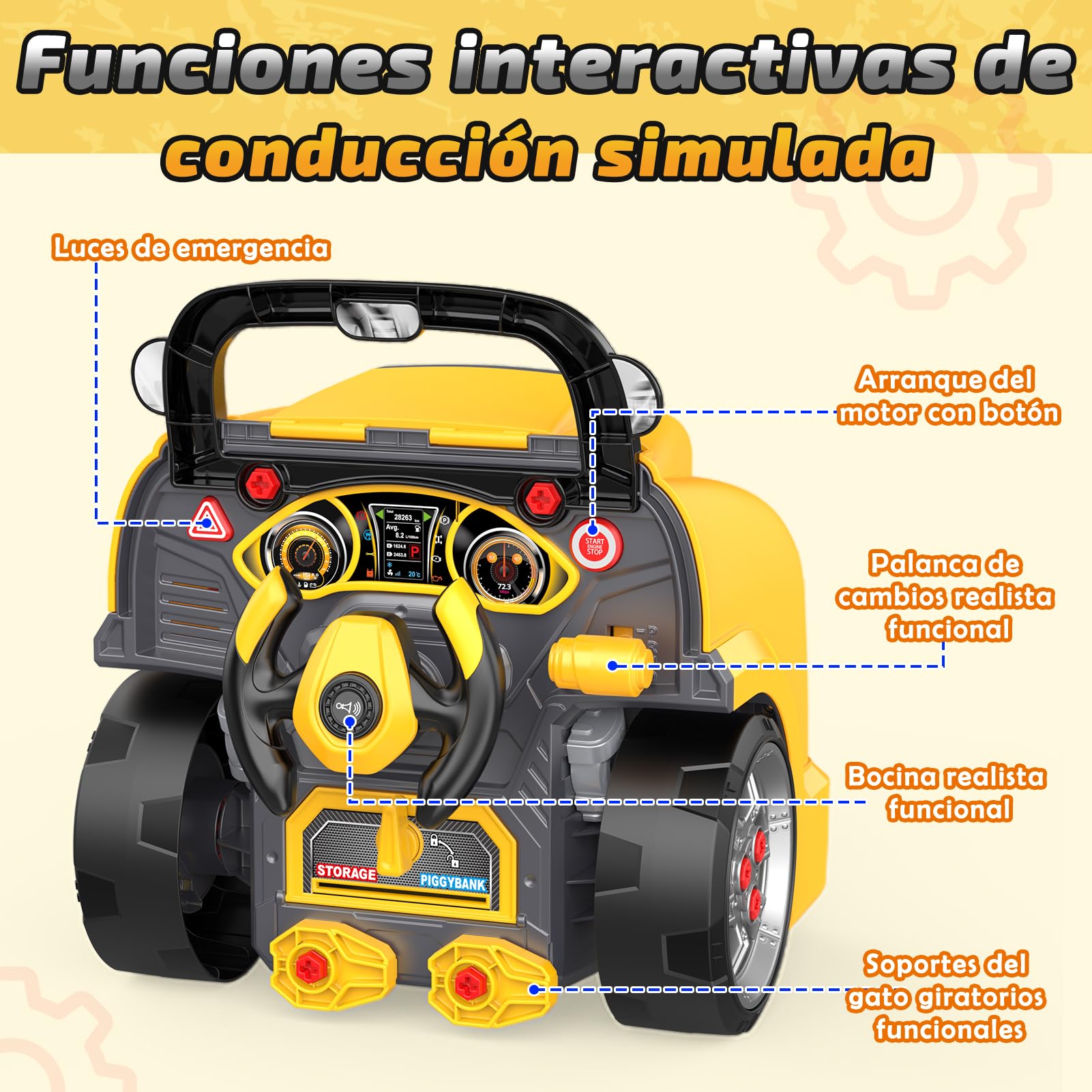 Juguetes para Niños 3-8 Años: Juego de Herramientas con Camión Desmontable y Vehículo de Construcción con Disfraz de Constructor Incluido, Juguete Educativo Stem, Cumpleaños