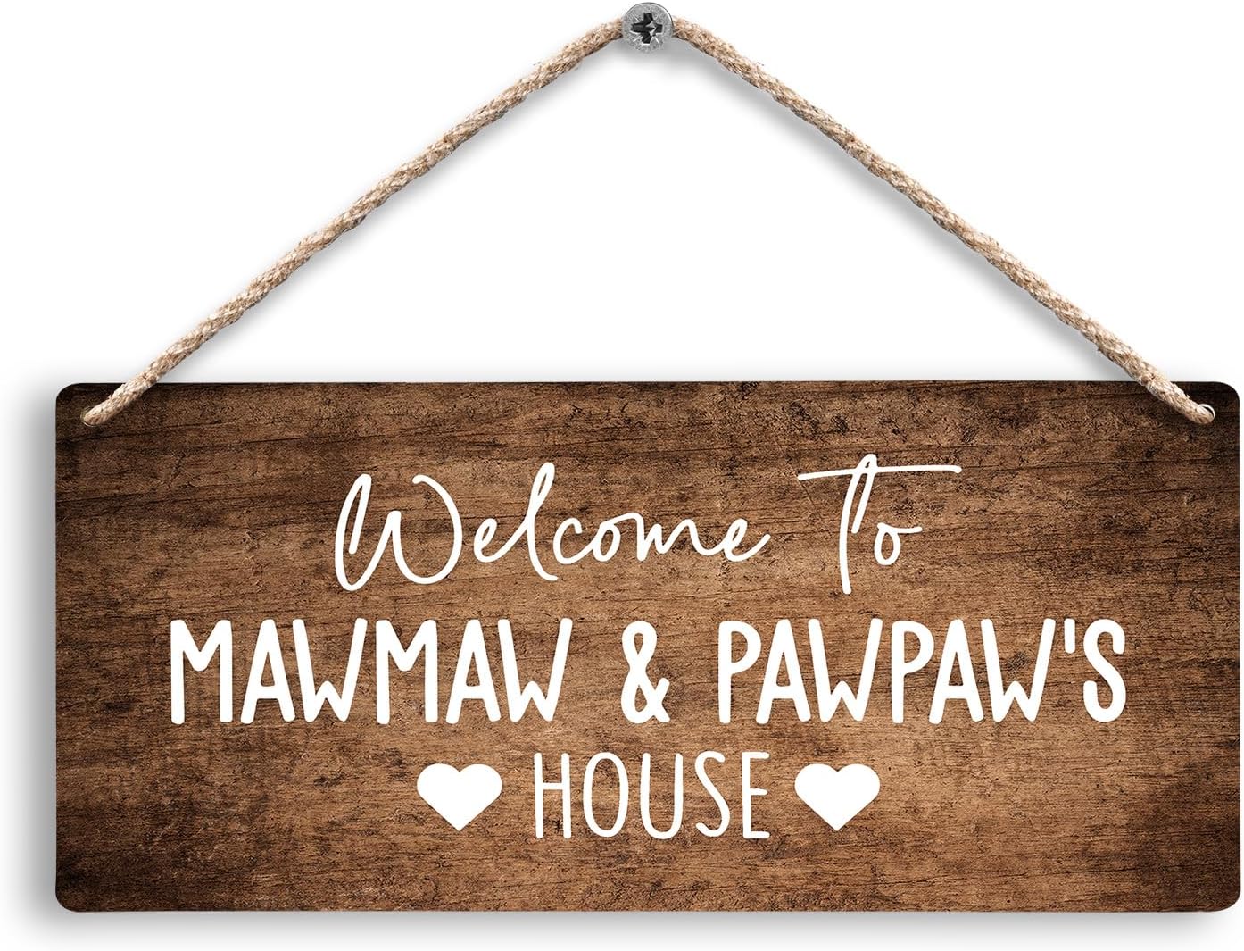 Welcome to Mawmaw and Pawpaw's House Hanging Wooden Signs 12x6, Mawmaw Pawpaw Gifts, Grandparents Gifts House Wall Decor, Grandkids Welcome Sign Home Decor Gifts for Grandparents
