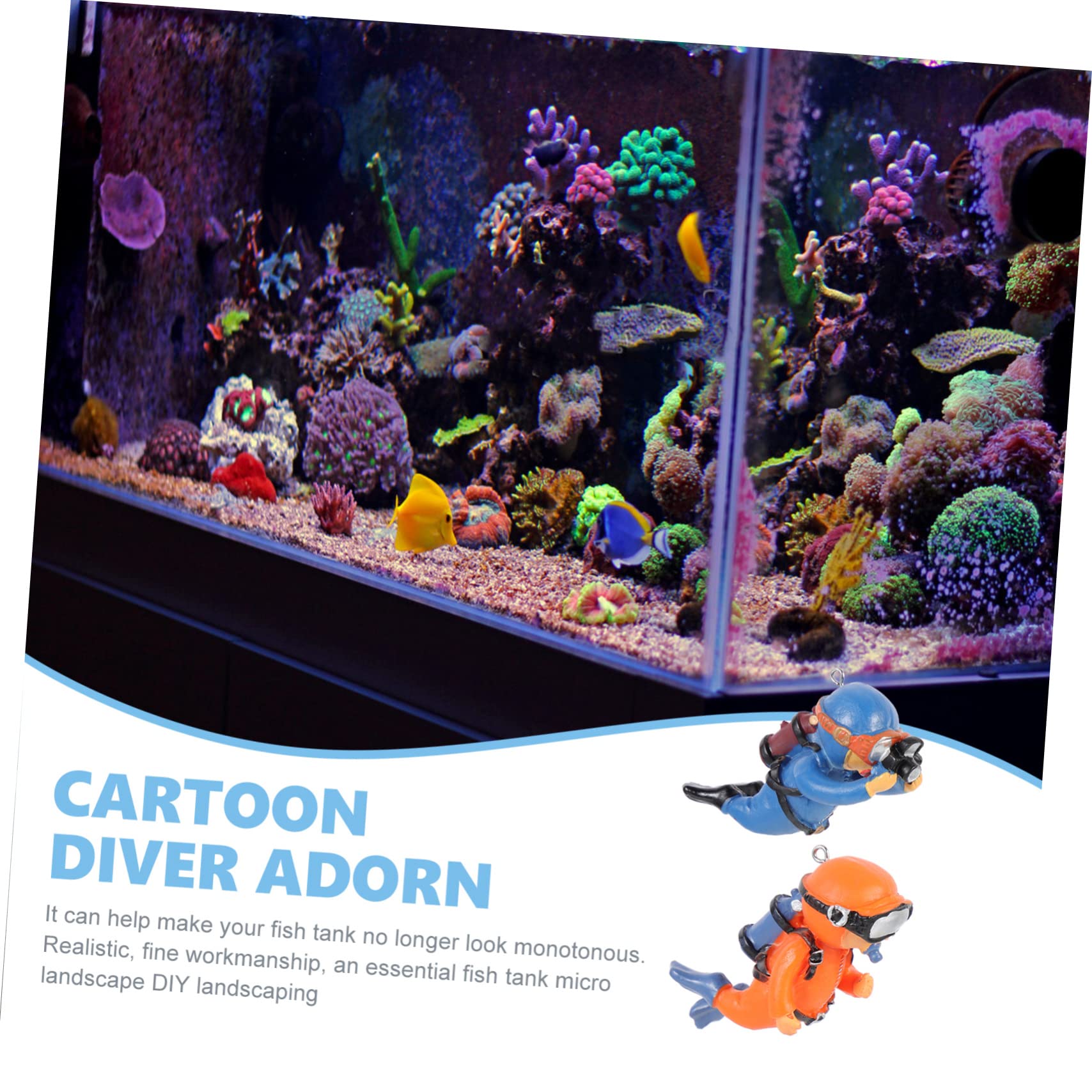 Happyyami 10 Pièces Aquarium De Plongeur Décor D'aquarium Aquarium Orner Ornement D'aquarium Figurine De Plongeur Accessoires De Jeu Décorations D'aquarium Coffre Trésor Délicat Résine