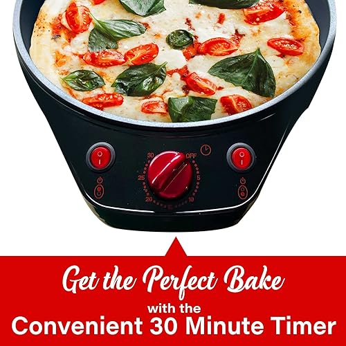 Miniatura 3 de Brentwood TS-124R - Máquina de pizza antiadherente de 12 pulgadas y parrilla con temporizador, color rojo