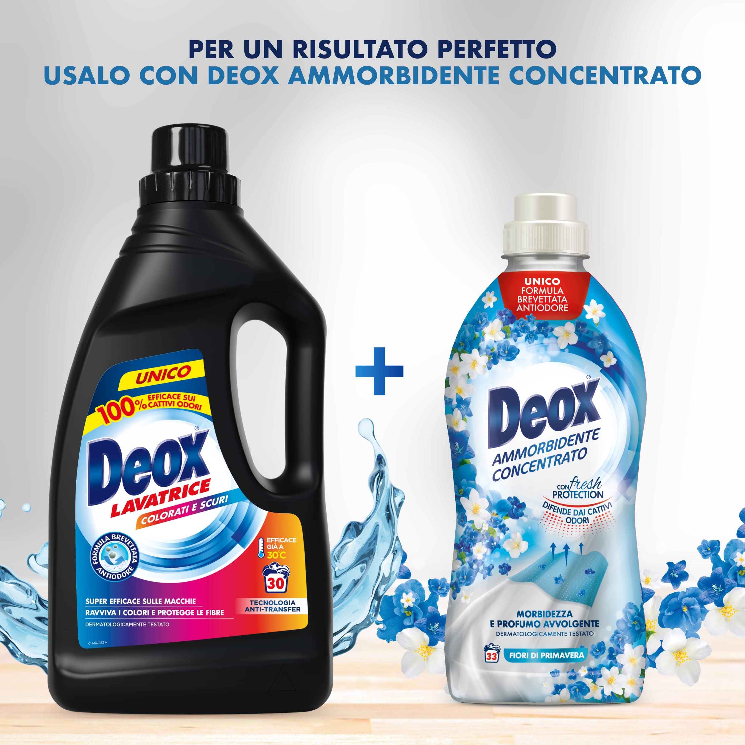 Deox - Detersivo Lavatrice Liquido Colorati e Scuri, 144 Lavaggi, Smacchia e Ravviva i Colori, con Tecnologia Anti-Transfer, 1200ml x 6 Confezioni