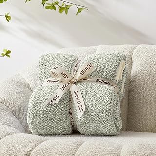 Snuggle Sac Heather Sage Green Throw Blanket for Couch, Reversible Super...