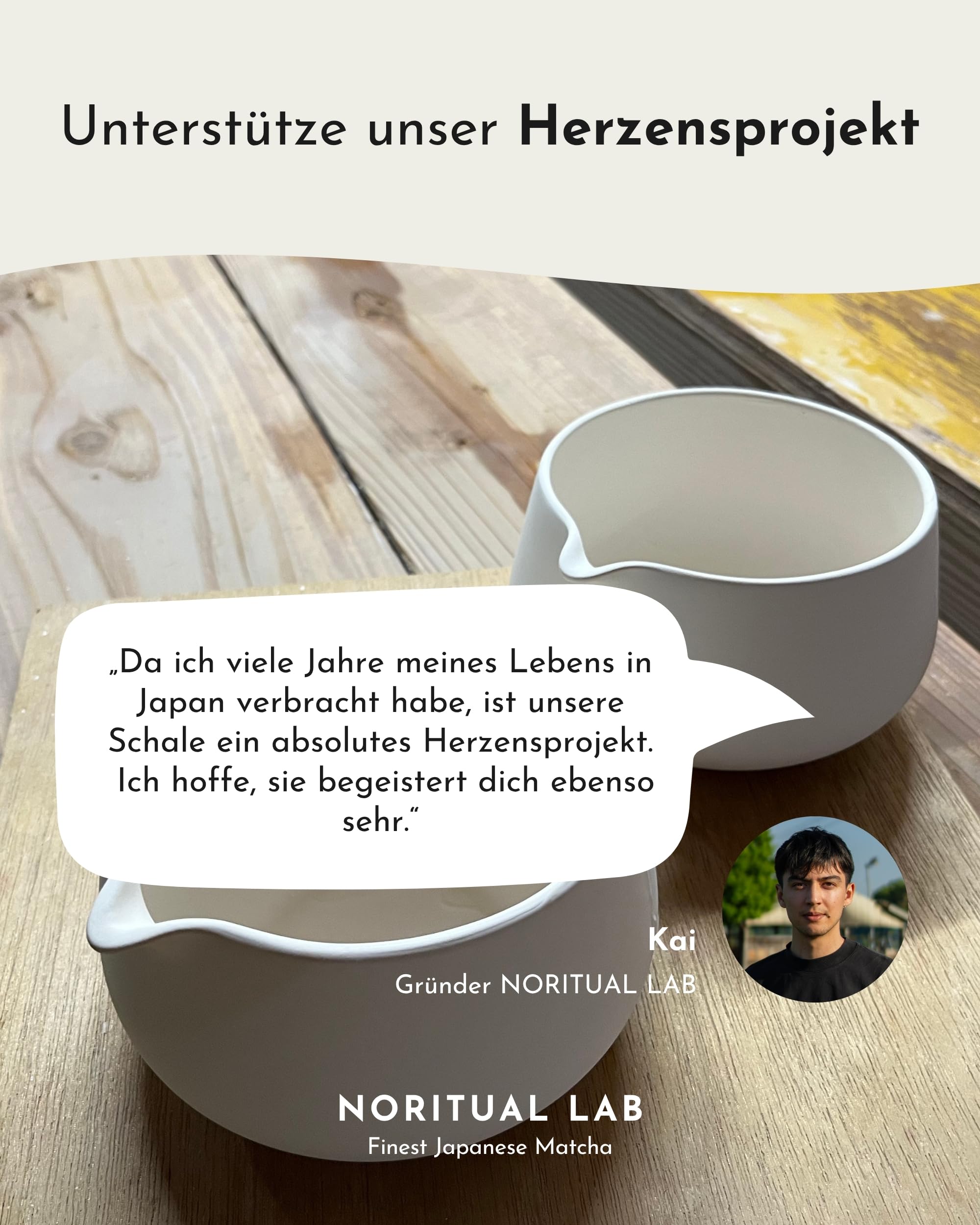 NORITUAL LAB Matcha Schale mit Ausgießer - Handgefertigte Teeschale aus Japan - Präziser Ausguss für Matcha Latte