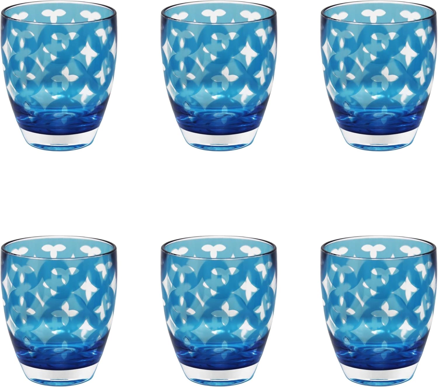 Le Cadeaux Luxury Acrylic Palazzio Collection Glassware Set of 6, Small Tumbler, Teal