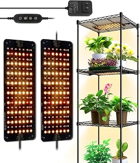 Barrina Ultra-Thin Grow Lights for Indoor Plants, 20W (2 x 10W) Full Spectrum Grow Light Panel with 3/6/12H Auto On/Off Timer for Hydroponics, Seedlings, Succulents, Veg, Flowers & More, 2-Pack