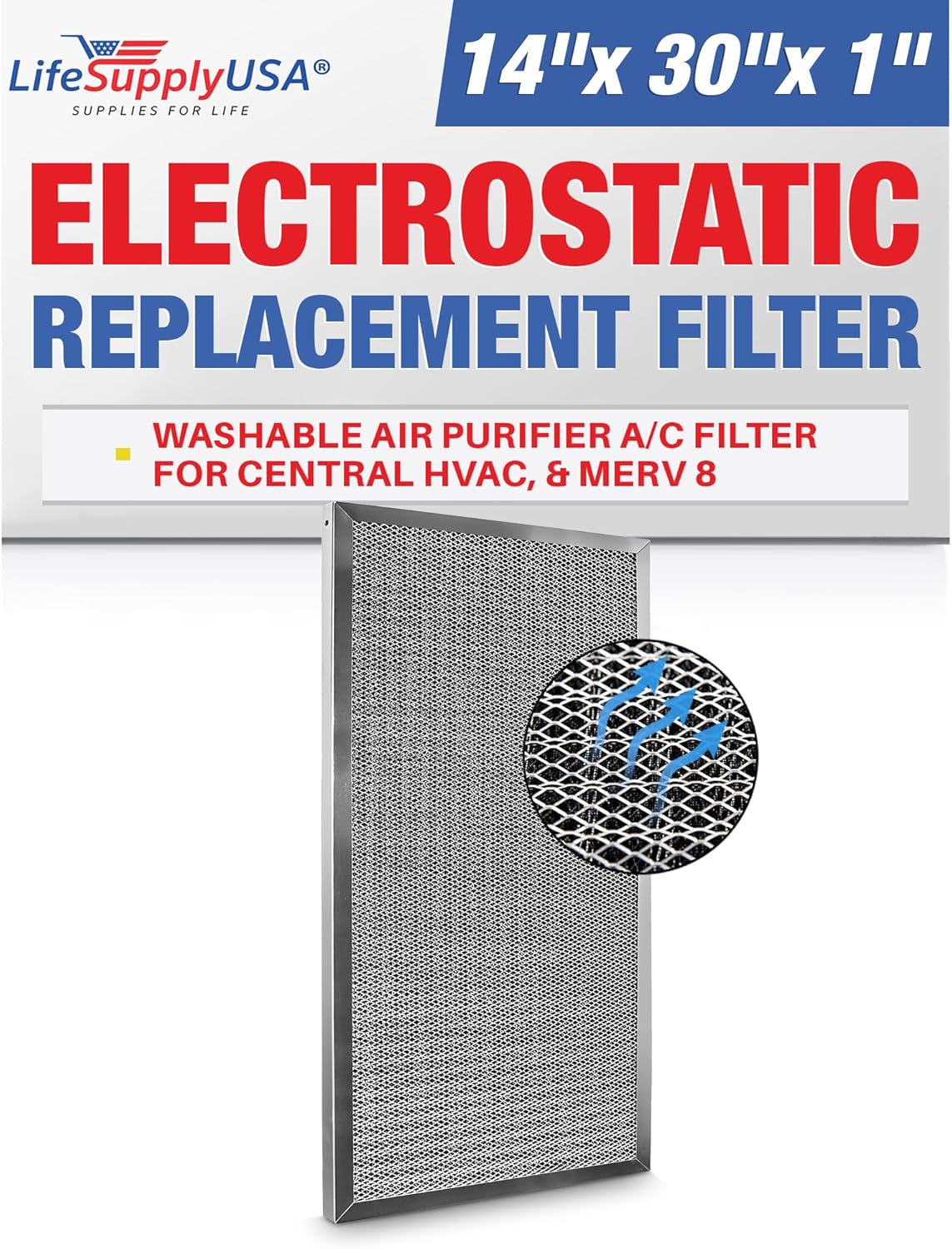 14x30x1 Electrostatic Air Filter, MERV 8