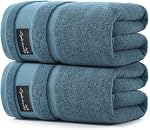 REDKISS Large Bath Towels Set 2 Piece, 100% Cotton, 31x63 in,Heavyweight 760GSM, Highly Absorbent & Quick Dry, Super Soft Luxury Towels for Bathroom,Hotel Collection - Green