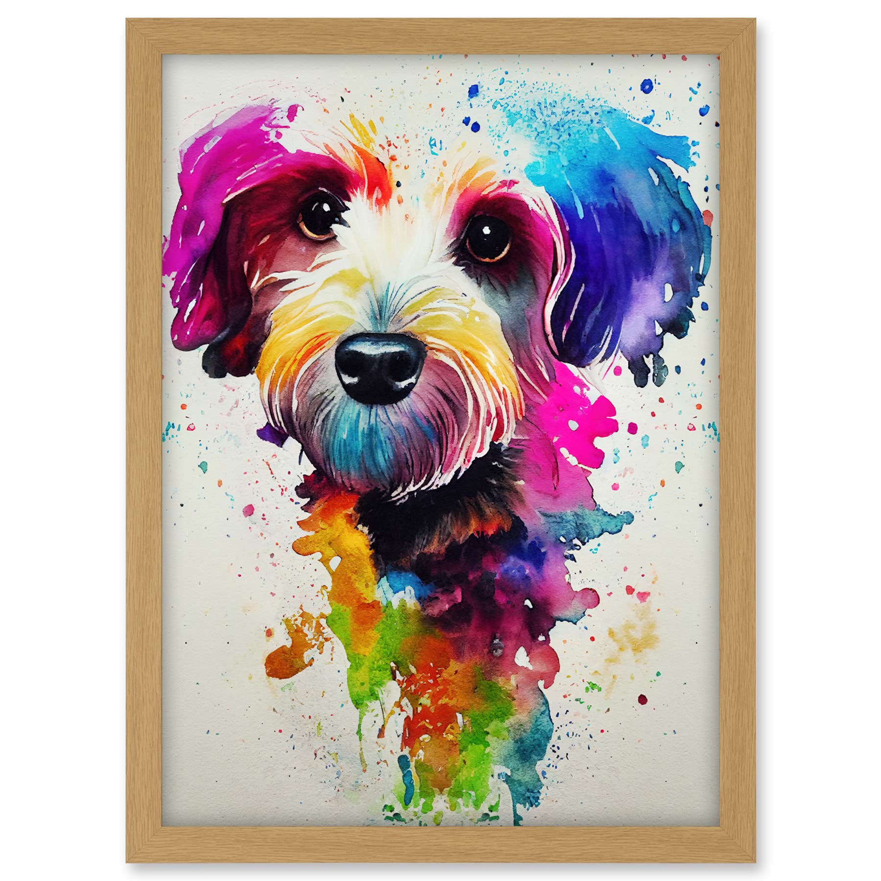 Wee Blue Coo Ink Splatter Cockapoo Dog Watercolour Painting Artwork Framed A3 Wall Art Print