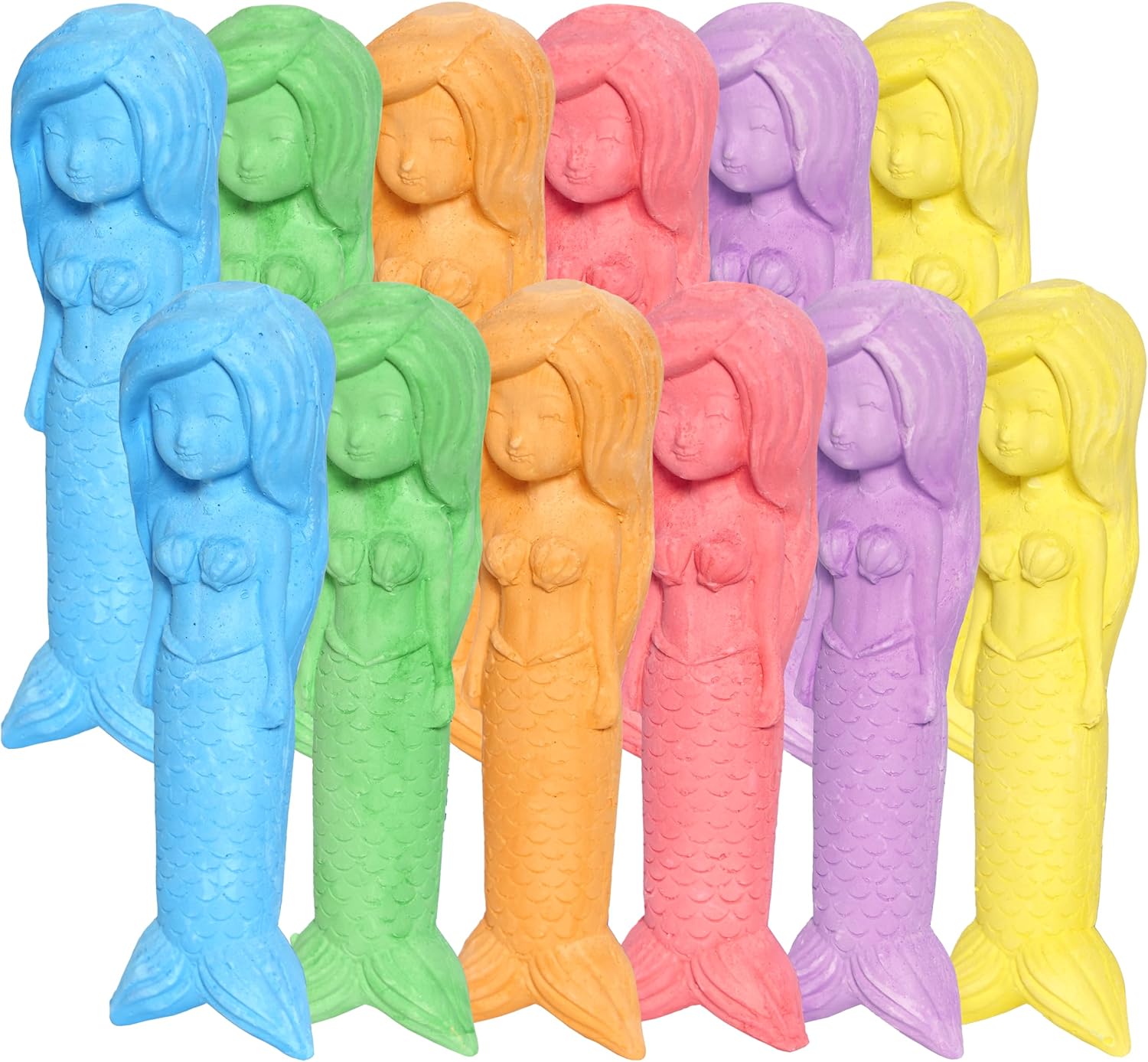 Mermaid Sidewalk Chalk for Kids (12 Pack) – Outdoor Chalk for Toddlers 1-3 – Colorful Kids Sidewalk Chalk Set – Individually Wrapped Mermaid Party Favors for Birthday Goodie Bags & Easter Baskets