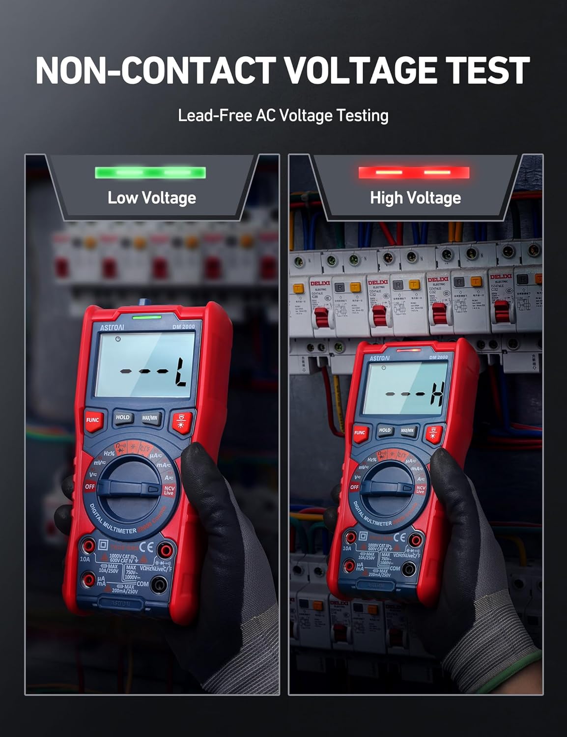 AstroAI Digital Multimeter Tester TRMS 20000 Counts with Higher Resolution Auto-Ranging Voltmeter; Accurately Measures Voltage Current Resistance Diodes Continuity Duty-Cycle Capacitance Temperature