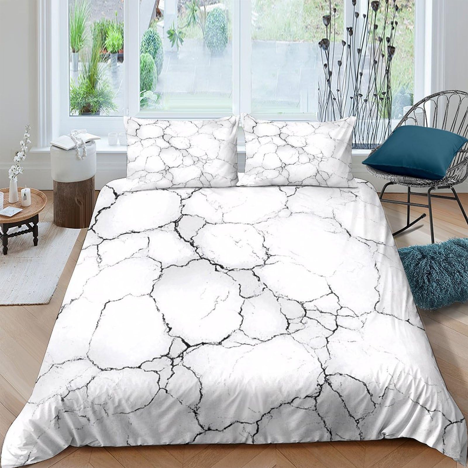 Ctjqhvkz Style-10 3D Printed Marble Texture Fitted Sheet Microfiber Soft White Grey Stone Pattern Bed Cover Bedroom Dorm Decor Single（135X200cm）