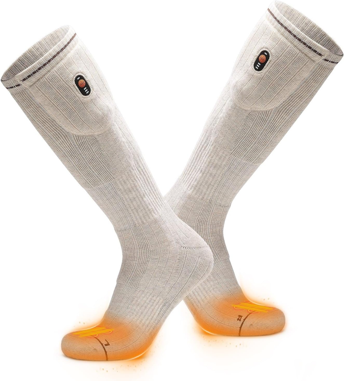 ORORO [All-New] Heated Socks with Toe and Sole Heating, Wool-Blend Electric Heated Socks with Battery (Charger Not Included)