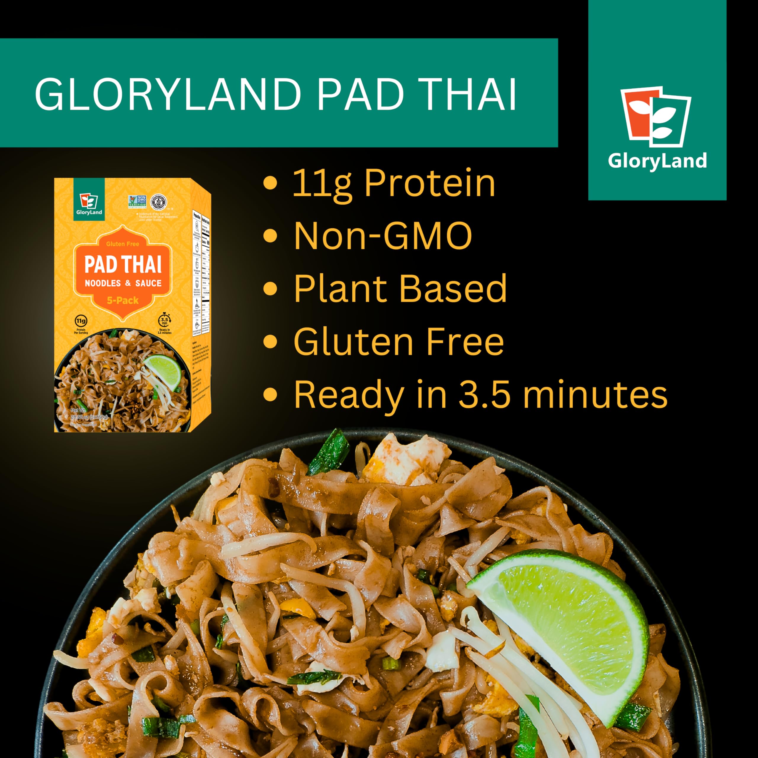 Gloryland Pad Thai Noodles and Sauce Meal Kit (28oz) - Pack of 5