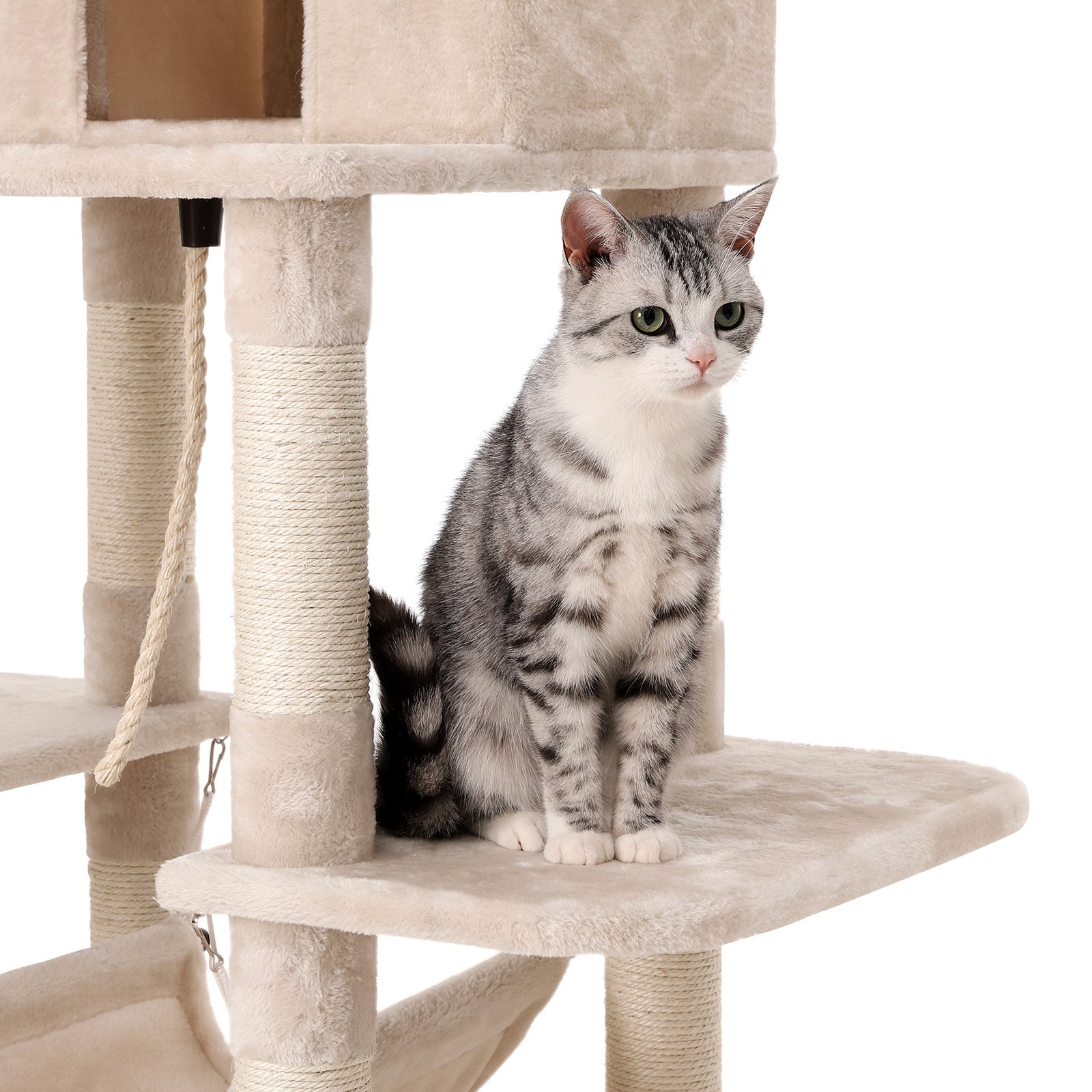FEANDREA Tiragraffi Gatto Albero Tira Graffi Gioco Giacattolo Gatti Altezza 154 cm in Sisal Naturale PCT86M
