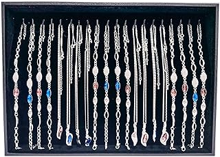 حامل مجوهرات مخملي من بابينيمو أسود مكون 20 خطاف لتنظيم المجوهرات والأساور والسلاسل مع قفل للأدراج للنساء والفتيات جلد صناعي