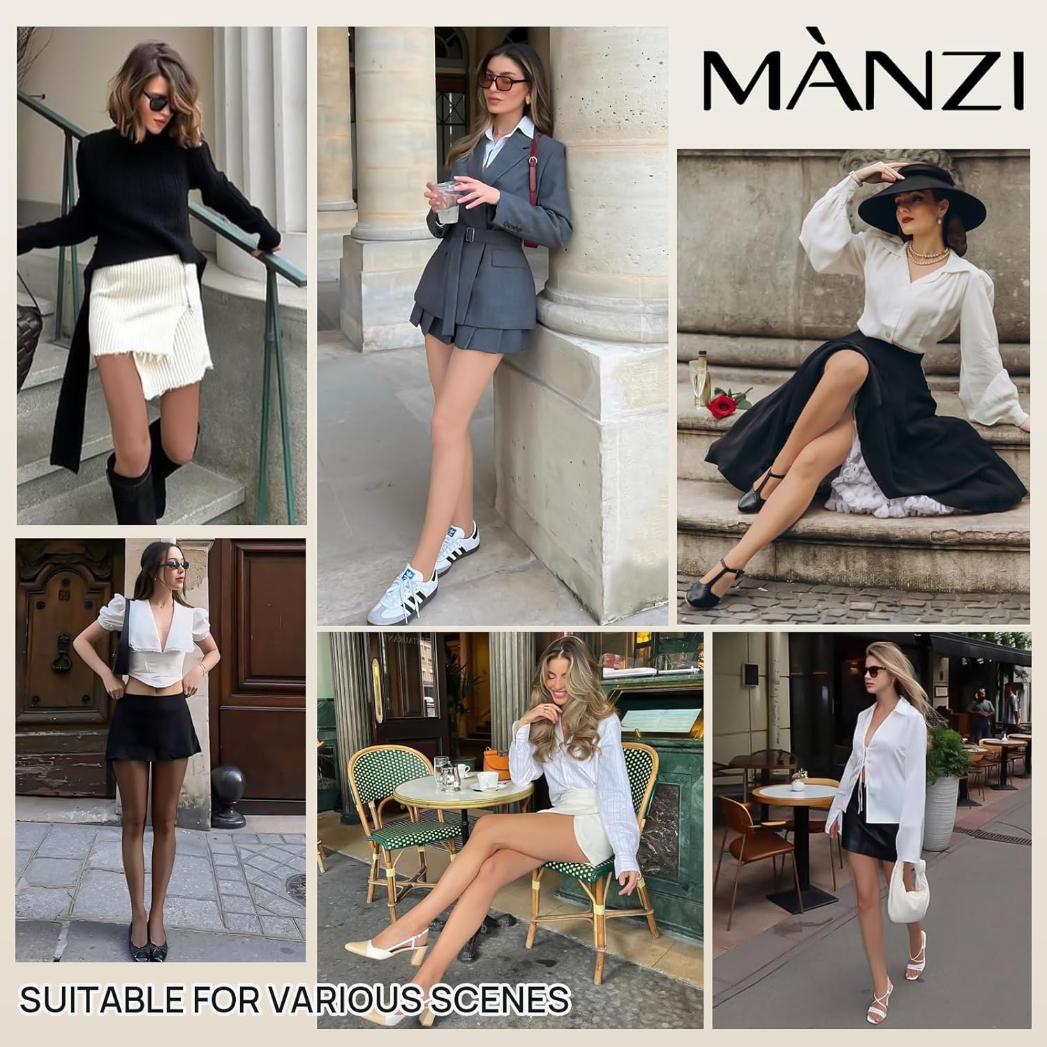 MANZI Pantyhose for Women Nylon Sheer Tights Under Dress 20D 6 Pairs - Image 6