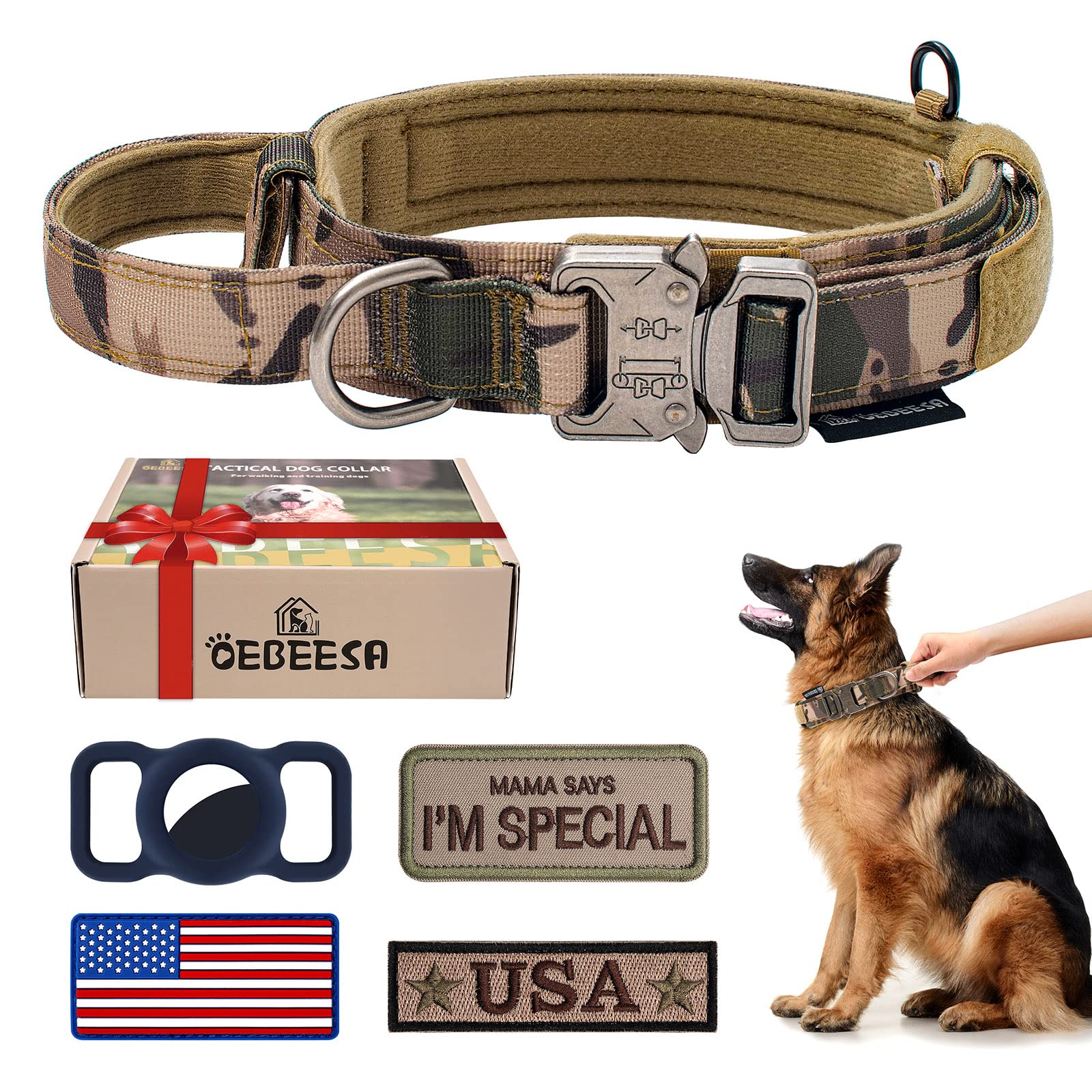 Heavy Duty Tactical Nylon Dog Collar - Large, Adjustable With Metal Buckle, Military K9 Style