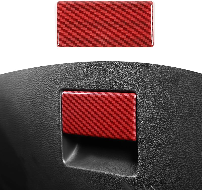 Moldura de acabamento da alça do porta-luvas para RAM 1500 2010–2017, ABS com acabamento vermelho estilo fibra de carbono, RT-TCZ