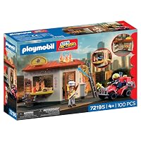 PLAYMOBIL | City Action | Quad dei pompieri con chiosco burger | Quad compatto con spruzzo d’acqua