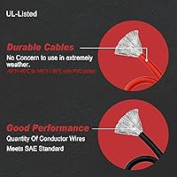 Vista 4 de Los cables de puente funcionan con baterías Milwaukee de 18 V, calibre 8 y 6.5 pies, cables de refuerzo automotrices resistentes para arrancar Rojo