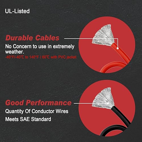 Miniatura 4 de Los cables de puente funcionan con baterías Milwaukee de 18 V, calibre 8 y 6.5 pies, cables de refuerzo automotrices resistentes para arrancar