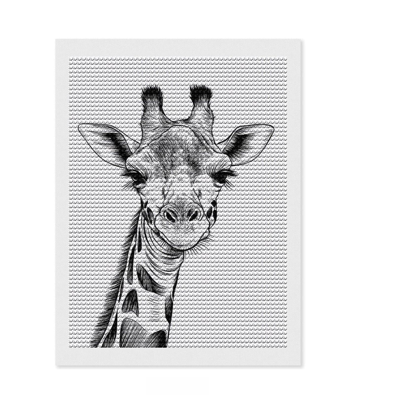 Junmoney Sketch of A Giraffe Diamond Painting Set 12"x16", with Tool Kit, Farmhouse Decor, for Creative Relaxation, Birthday Gift, Bedroom Decor