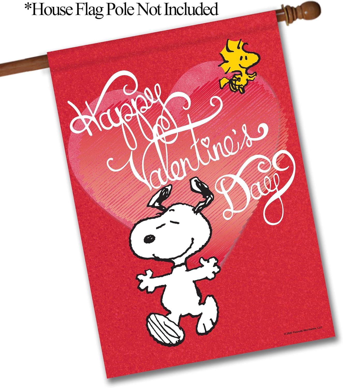 Flagology.com, Peanuts® Happy Valentine's Day Snoopy – House Flag 28" x 40", Officially Licensed Peanuts®, Valentine's Day