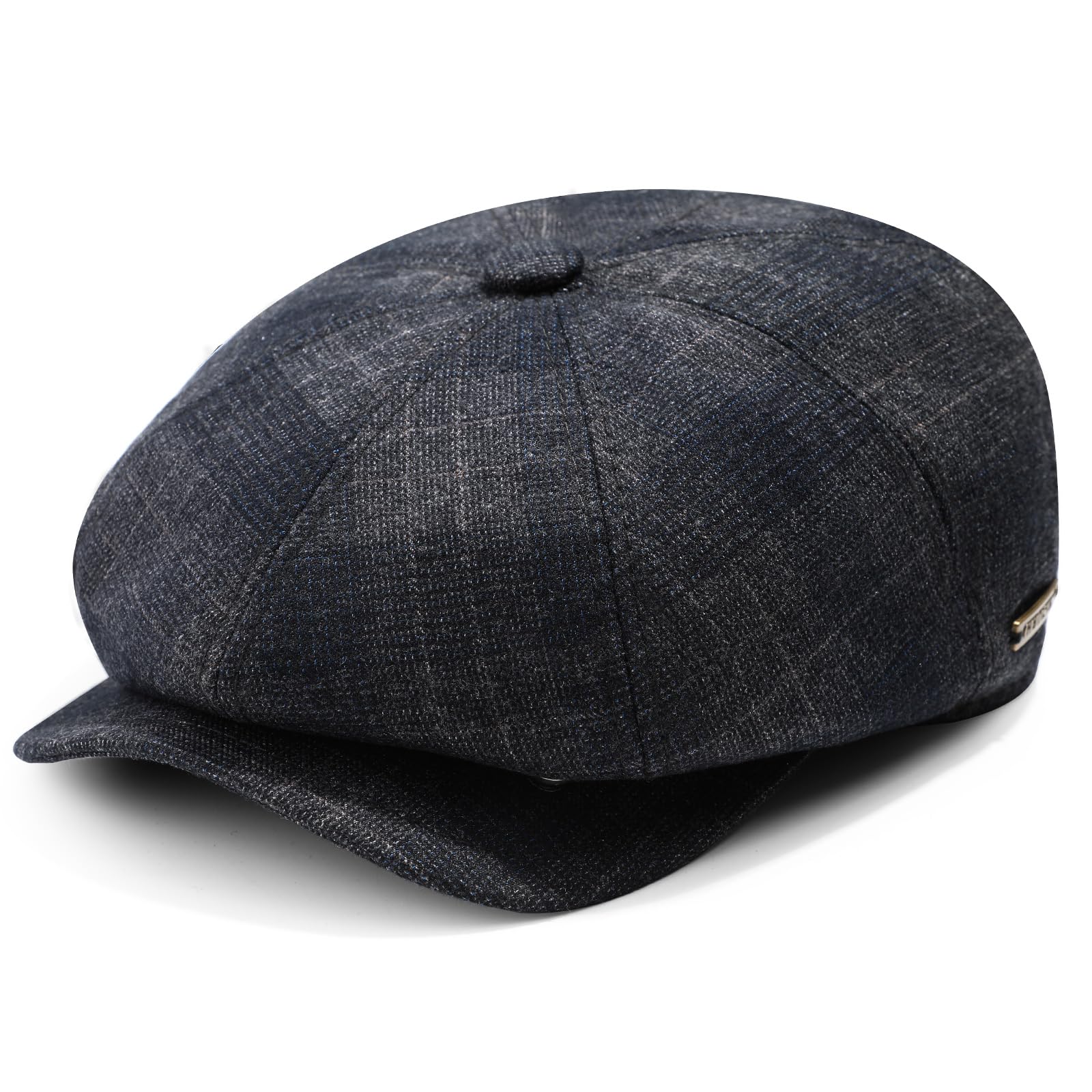 Superora Men's Blue Newsboy Cap 8 Panel Baker Herringbone Tweed Flat Cap Ivy Irish Cabbie Hat 1920S Gatsby Cap For Autumn Winter