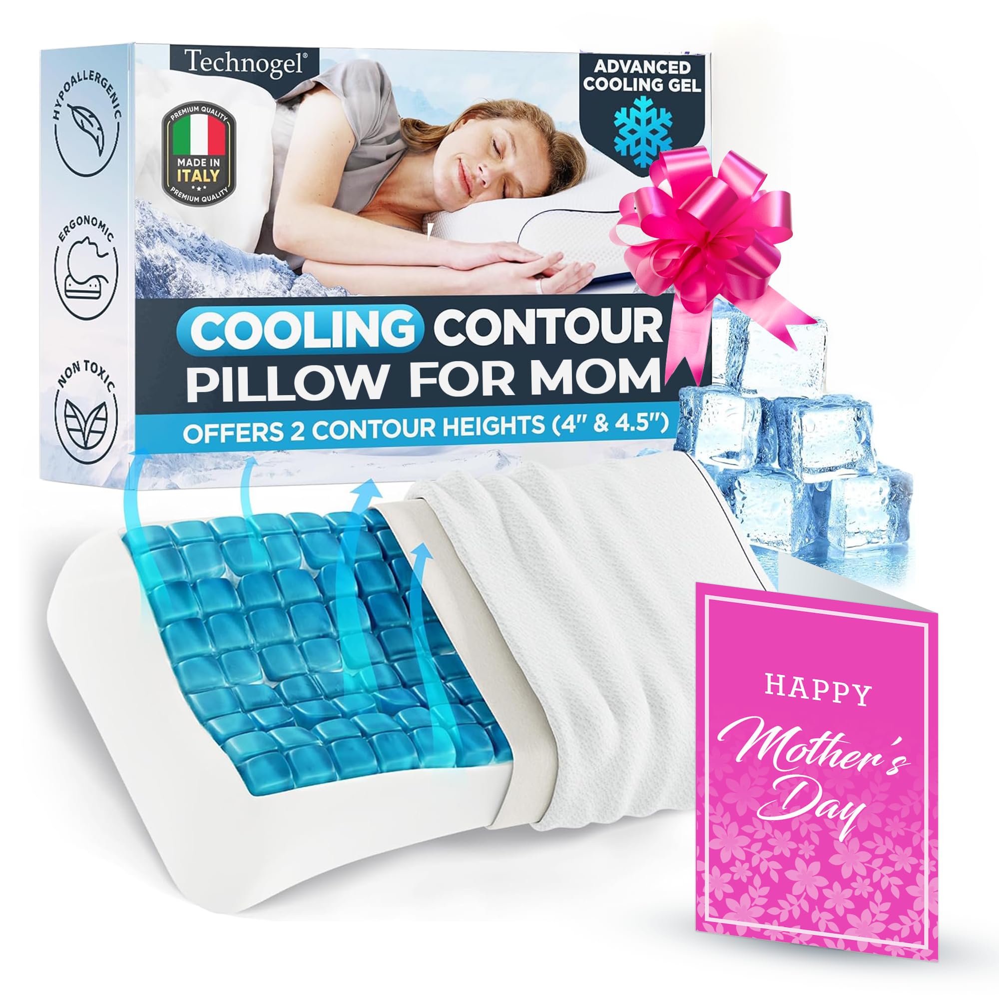 Amazon.com: Technogel Contour Pillow with Cooling Gel – Ergonomic