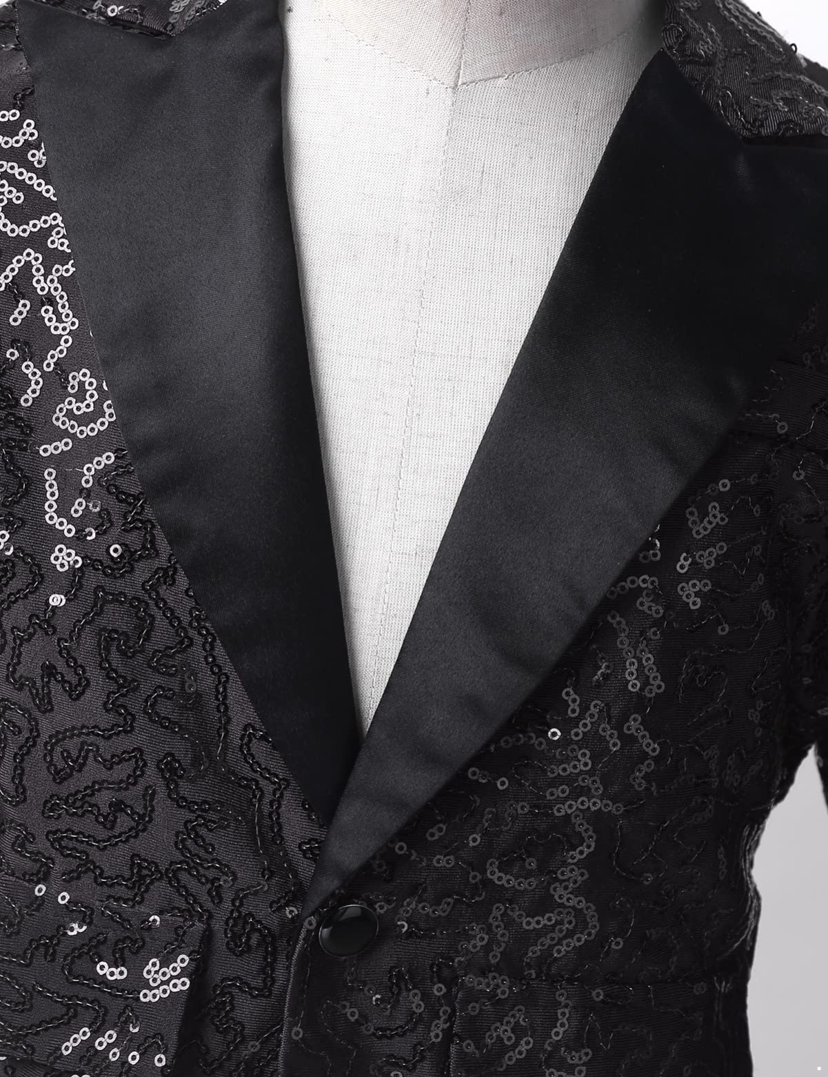 IEFIEL Blazer Enfant Garçons Élégant Costumes d'honneur Mariage Banquet Veste Smoking Gentilhomme Manteau Vestons à Paillettes 5-16 Ans