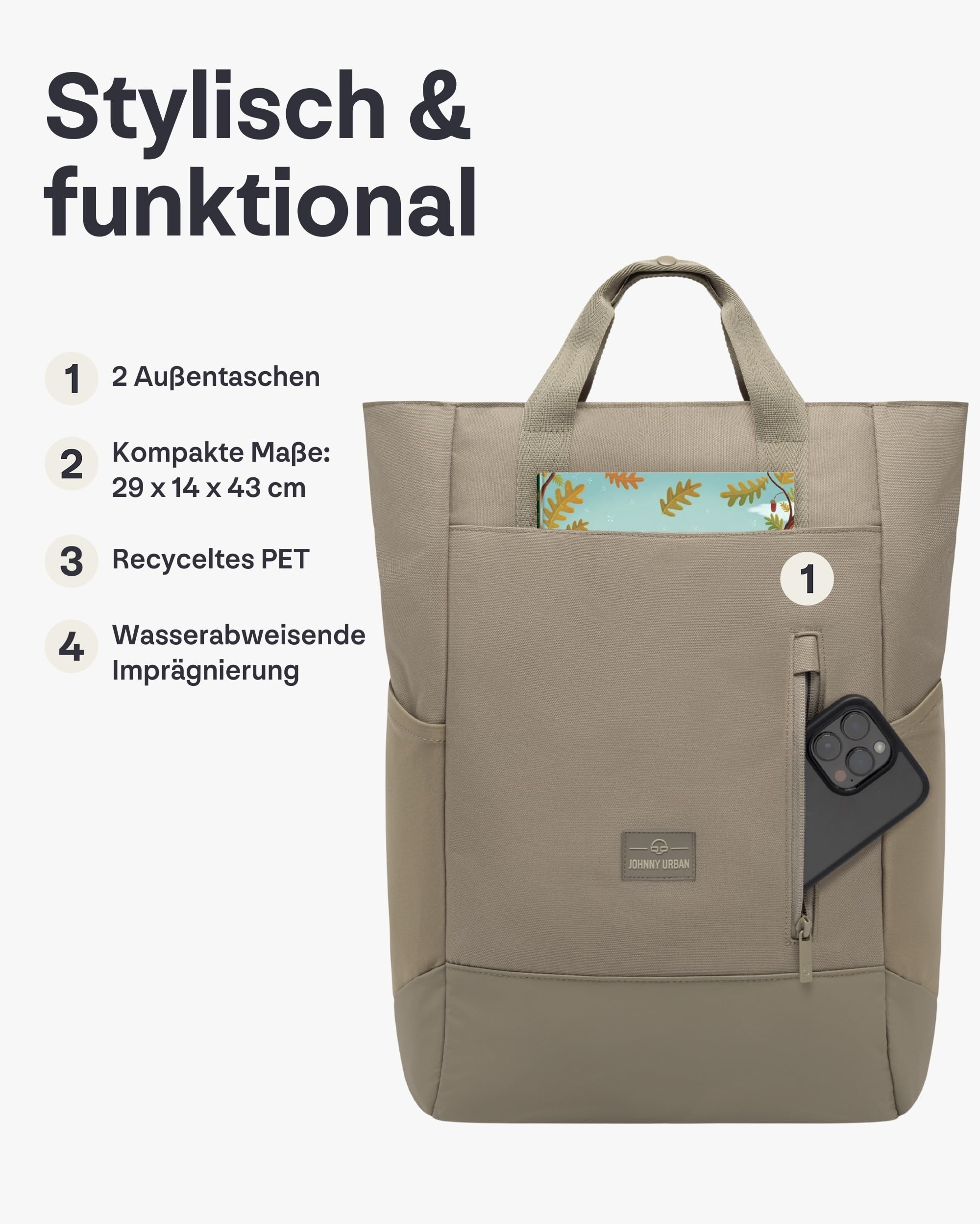 Johnny Urban Wickelrucksack & Wickeltasche für Kinderwagen - Blair - Kinderwagentasche mit vielen Fächern & Flaschenhalter - 16 Liter Volumen - Wasserabweisend