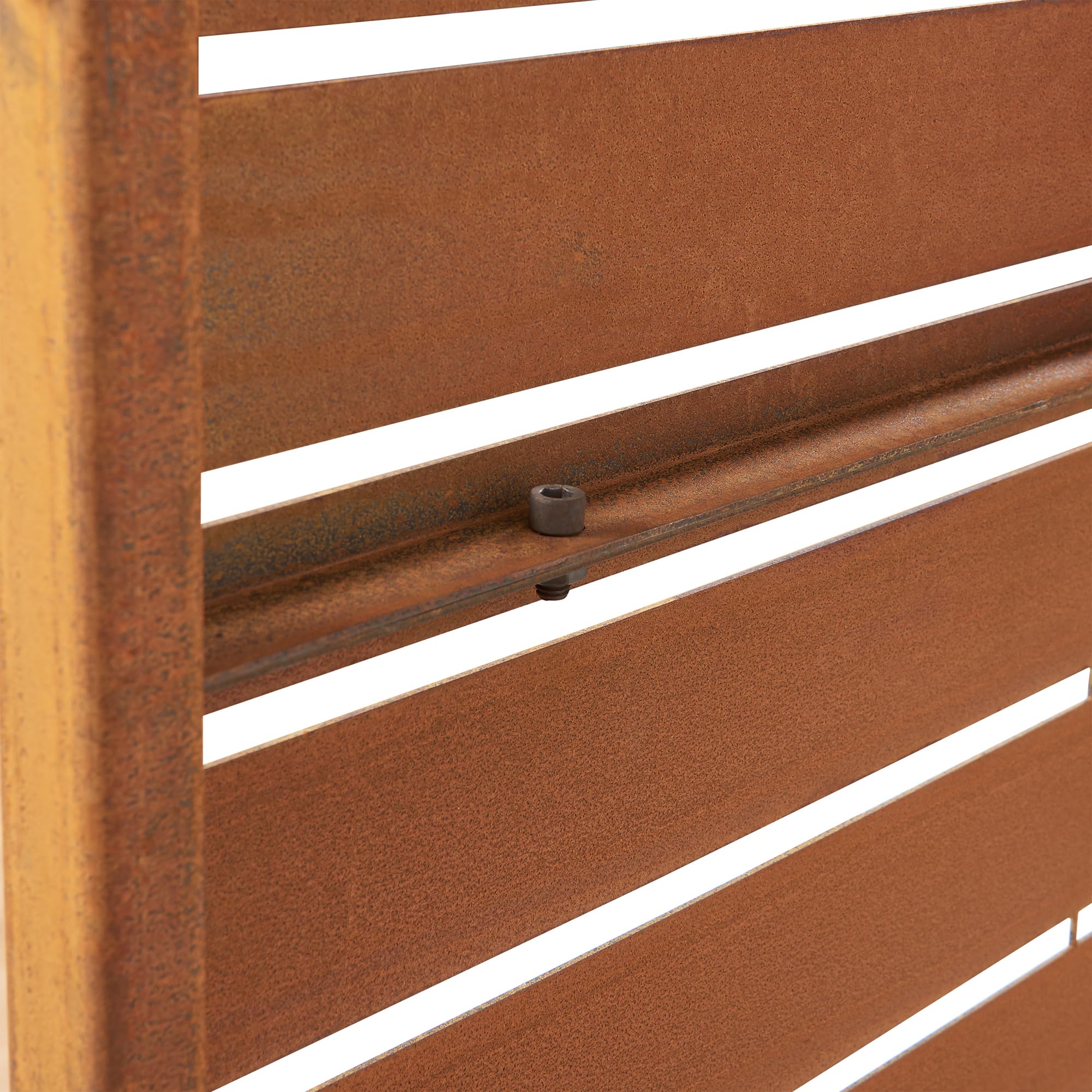 casa.pro Pannello Divisorio da Esterno in Acciaio Corten 180x120 cm Frangivista Decorativo con Doghe Orizzontali per Giardino Terrazzo Balcone Separé Moderno - Marrone Ossidato