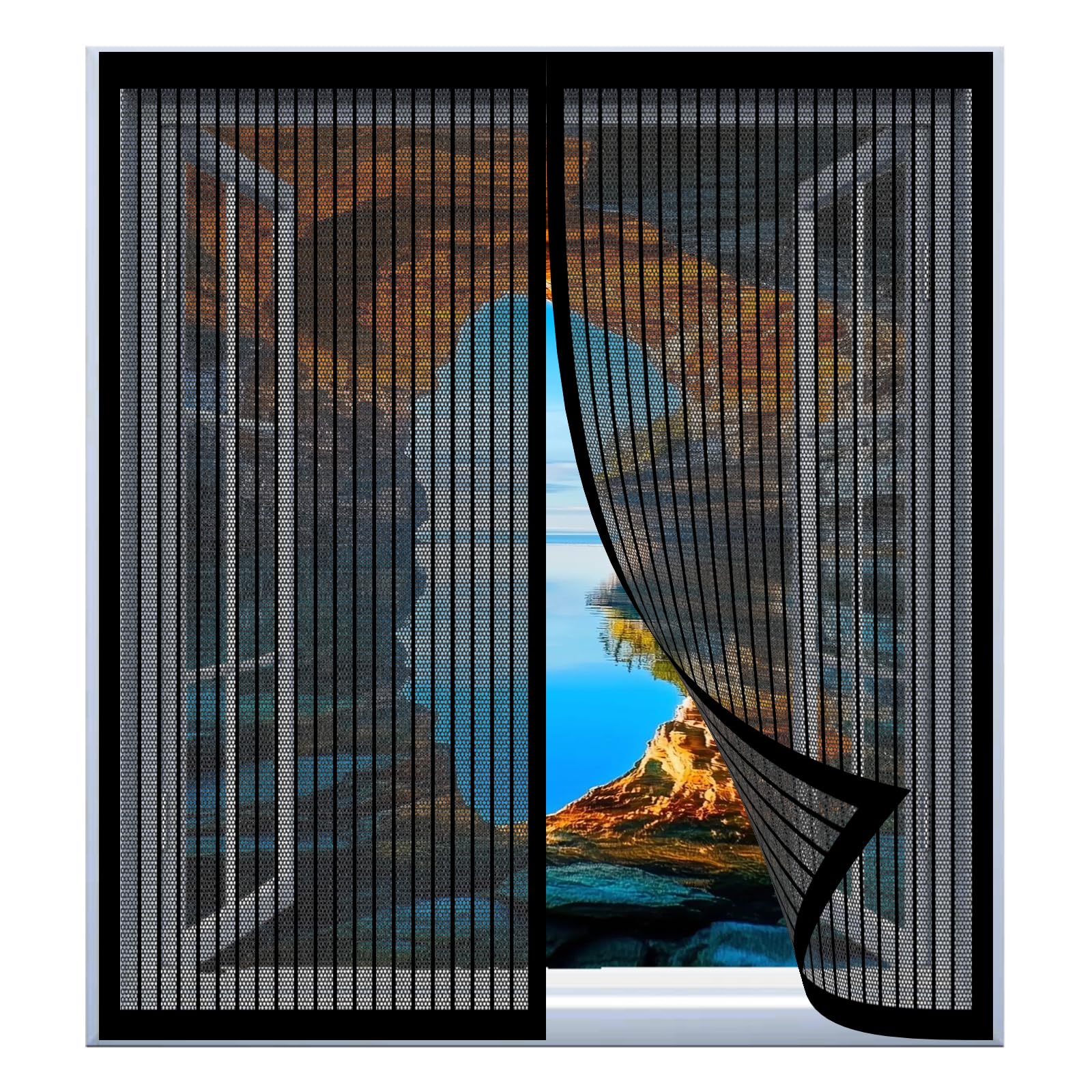 Yuanwan Black Magnetic Fly Screens 83 X 135 Cm Easy Installation No Drilling Or Screwing Magnetic Fly Screen Door Window For Windows Nets To Keep Bugs Out,