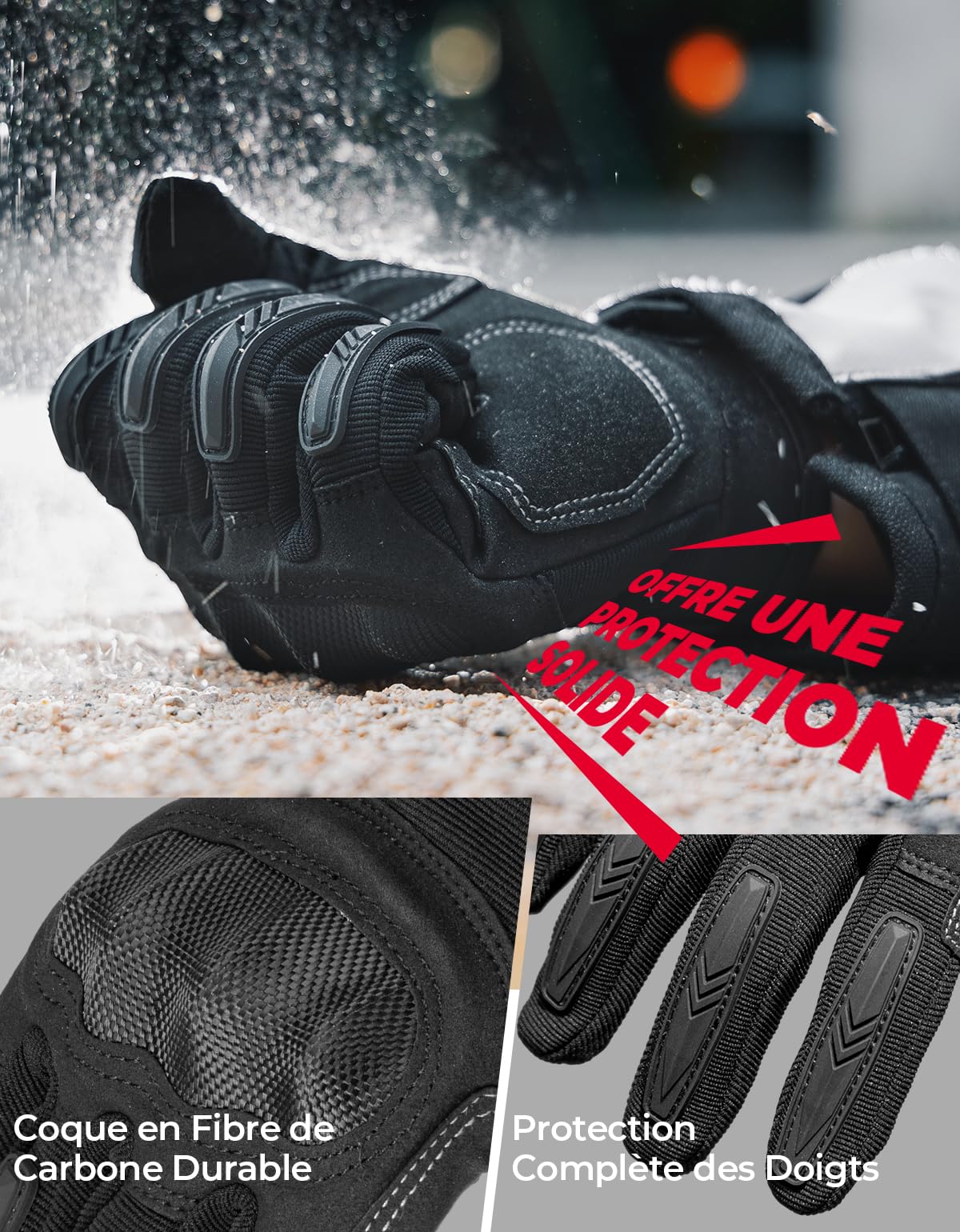 KEMIMOTO Gants de Moto, Gants Tactique Militaire à Écran Tactile pour Homme et Femme, Gants Moto Cross en Plein Air pour Course de Moto Motocross Combat Escalade Camping Chasse Vélo VTT