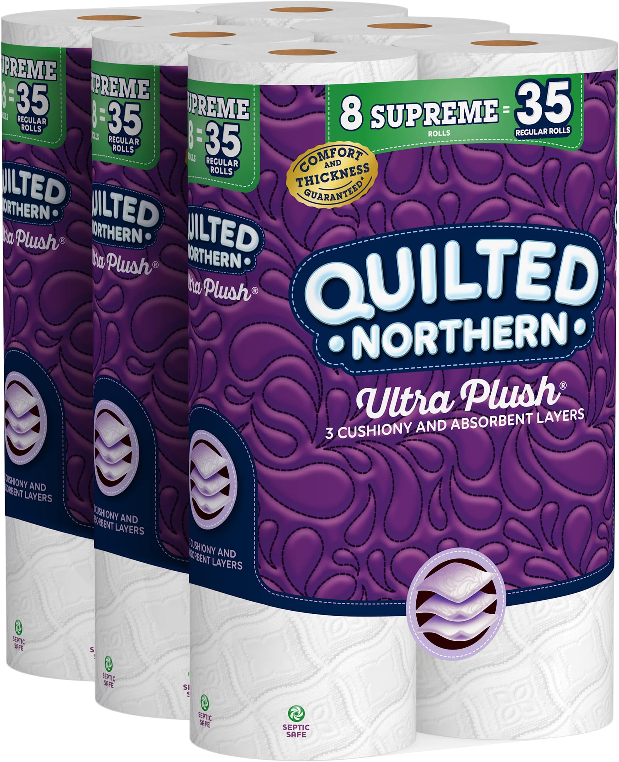 Ultra Plush Toilet Paper, 24 Supreme Rolls = 105 Regular Rolls, 3-ply Bath Tissue