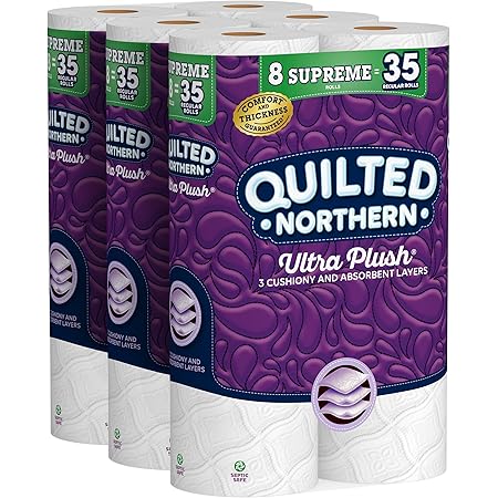 Quilted Northern Ultra Plush Toilet Paper, 24 Supreme Rolls = 105 Regular Rolls, 3-ply Bath Tissue