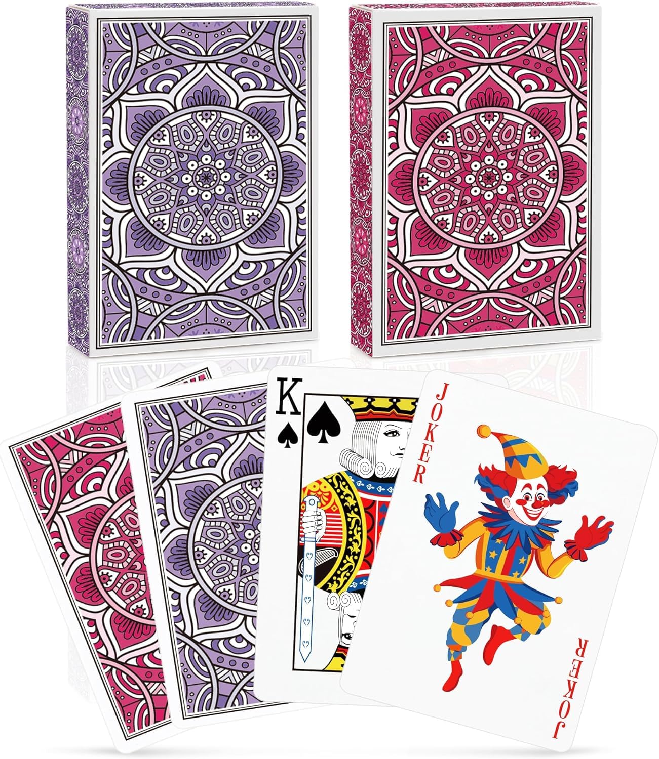 Aomaic Playing Cards 2 Decks of Cards Standard Index Pack of Cards Deck Poker Cards Multipack for Adults Easy Shuffle Unique Design for Card Game Pinochle Bridge Cartas