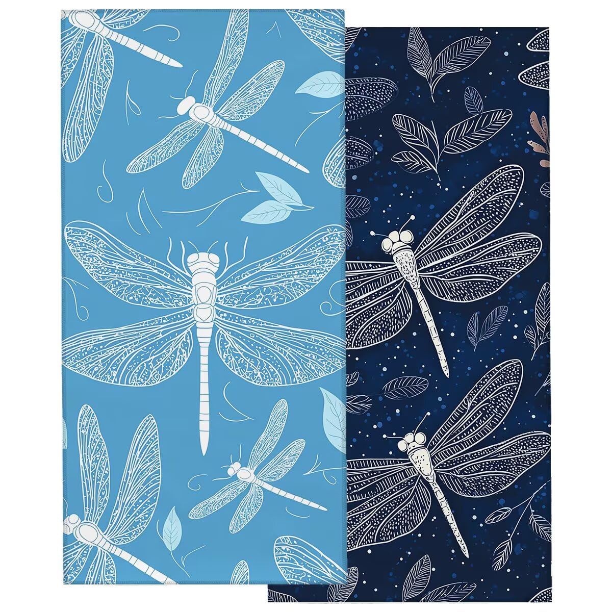 Telo Mare Microfibra, Telo Mare Grande 90x200cm 2 Pezzi, Asciugamano Palestra Donna Asciugatura Rapida, Antisabbia Asciugamano Microfibra, Leggero Asciugamani Palestra per Regalo (Libellula) -4246