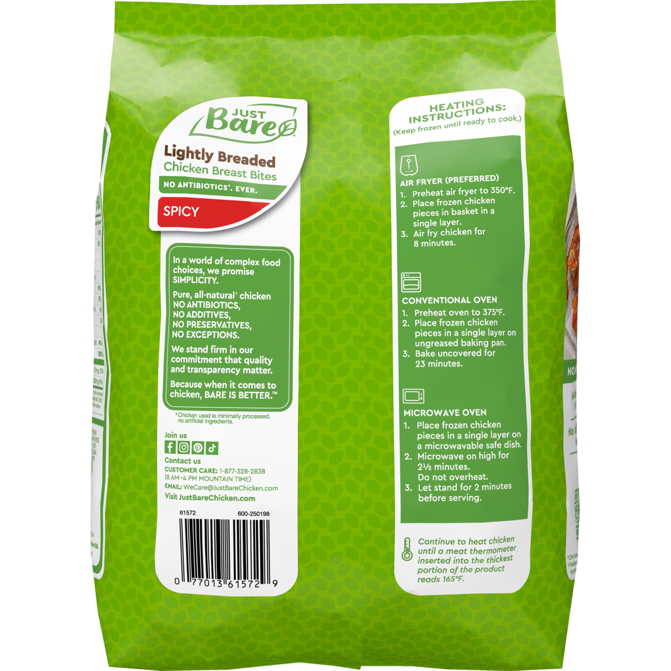 Just Bare Chicken Lightly Breaded Spicy Breast Bites Fully Cooked 16 G Protein Frozen 1 50 LB — view 8