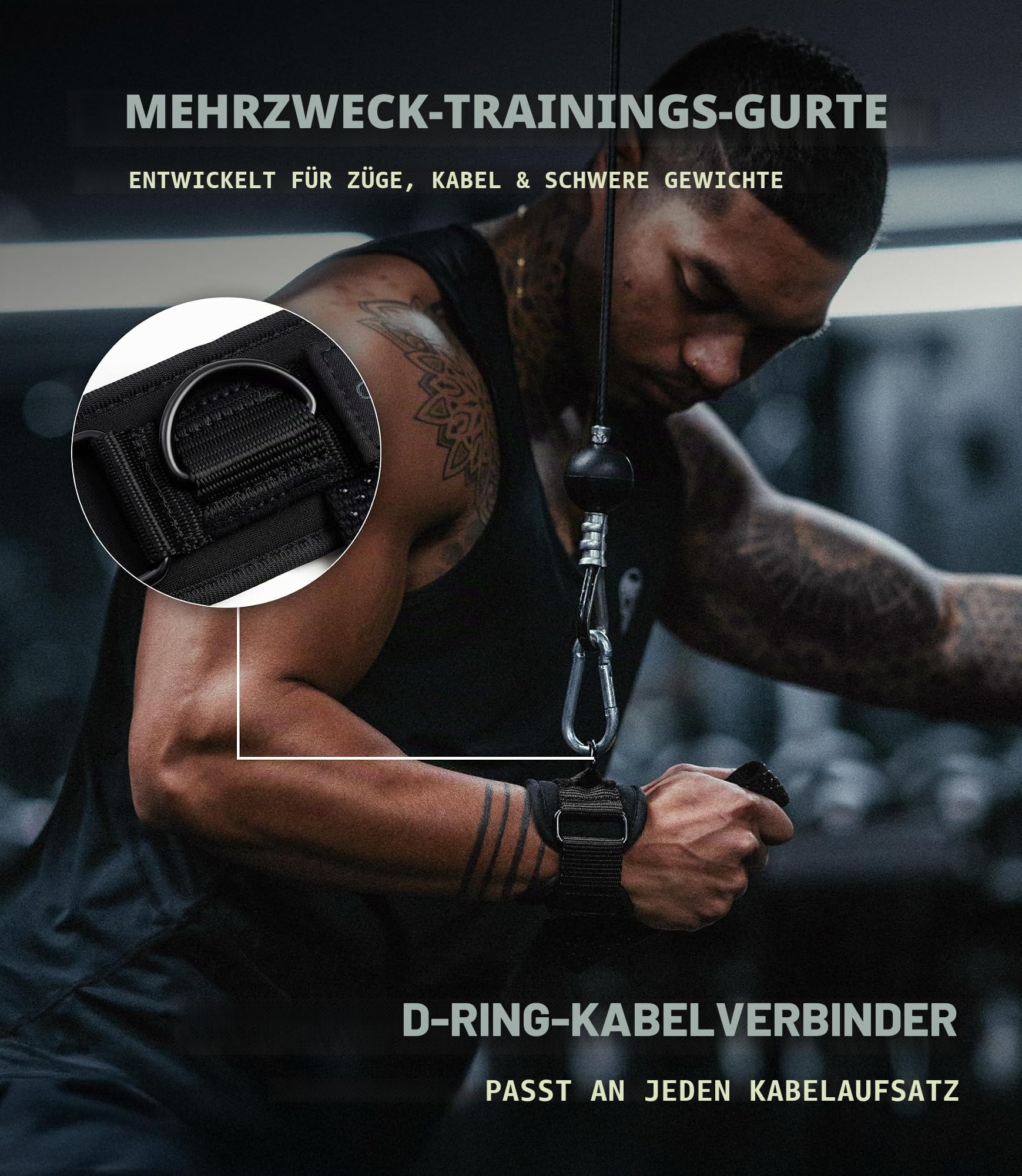 Gymreapers GripLink Gewichthebergurte mit robustem D-Ring und rutschfestem Silikon-Griffperle, verstellbare Unterstützung für Kreuzheben, Powerlifting