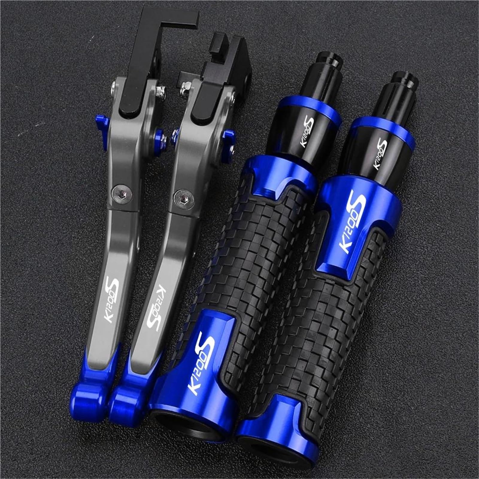 GQUIKGW Replace Motorcycle Accessories Adjustable Clutch Brake Lever Handlebar Grips Ends for BMW K1200S K 1200S K1200 S 2004-2008(Blue 4)