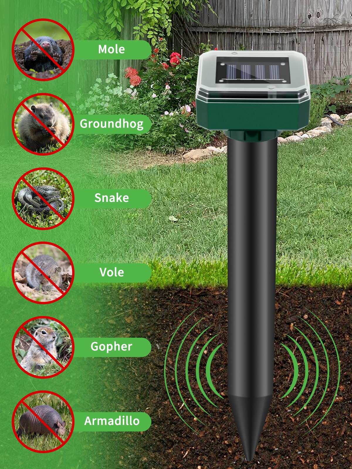 Maulwurf Vertreiber Solar, 6 Stück Ultraschall Maulwurfschreck mit Vibration,Umweltfreundlich & Geräuschlos,Solarbetrieben, Wasserdicht IP65 Maulwurf Vertreiber für Garten, Rasen, Außenbereich