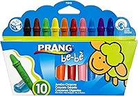 Vista 1 de PRANG be-be - Crayones jumbo para niños pequeños, lavables, incluye sacapuntas, colores surtidos, paquete de 10 (73010), grande