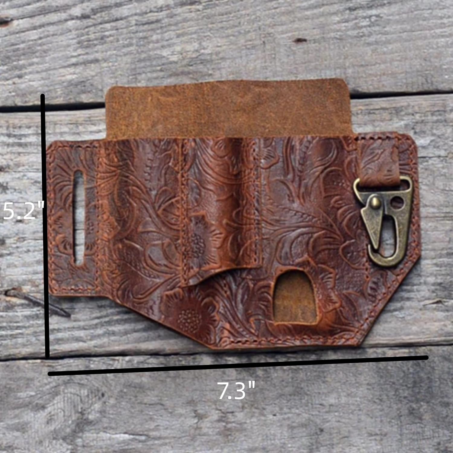 JJNUSA Leather Multitool Sheath Organizer, EDC Belt Pouch for Men, Belt Holder with Multitool Pouch, Flashlight Holder, Pen Holder and Key Chain Clip, Knives Sheath Holster - Image 7