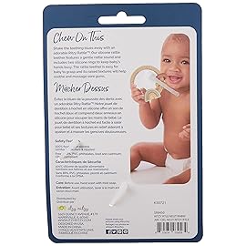 Itzy Ritzy Silicone Teether with Rattle; Rattle Teether Features Rattling Sound, Two Silicone Teething Rings and Raised Texture to Soothe Gums; Ages 3 Months and Up (Neutral Rainbow)