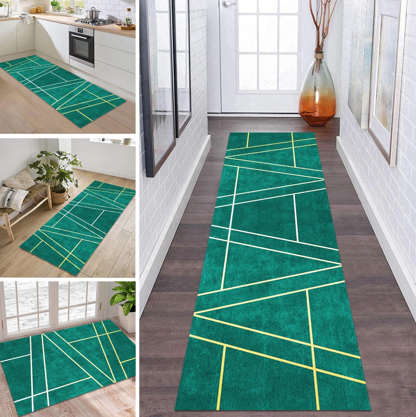 Tapis de couloir intérieur lavable 110x160 cm avec paillasson d'entrée antidérapant