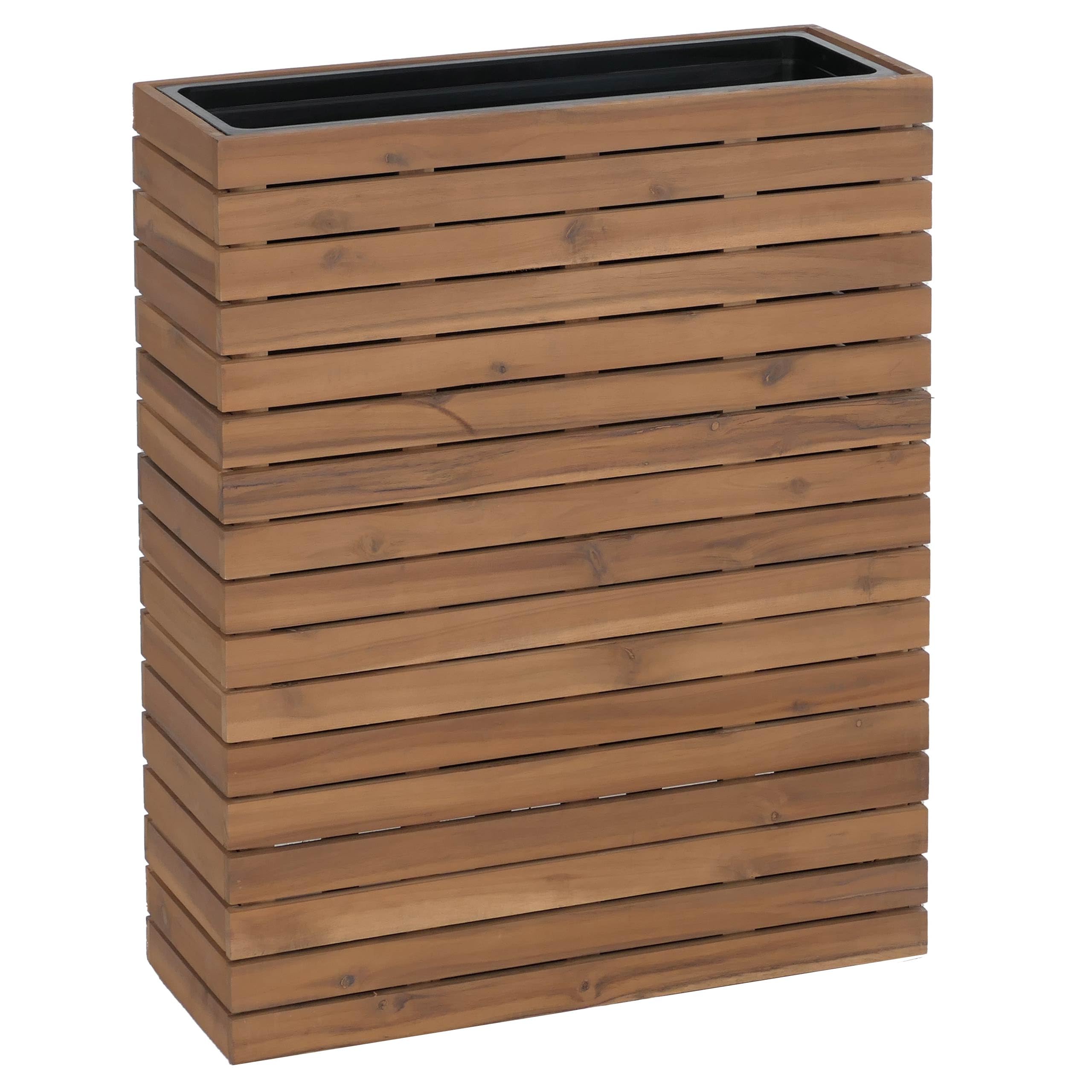 Mendler Pflanzkasten HWC-L21, Hochbeet Pflanzkübel Blumentopf, eckig 77x63x23cm Outdoor Akazie Holz FSC®-Zertifiziert - Hellbraun