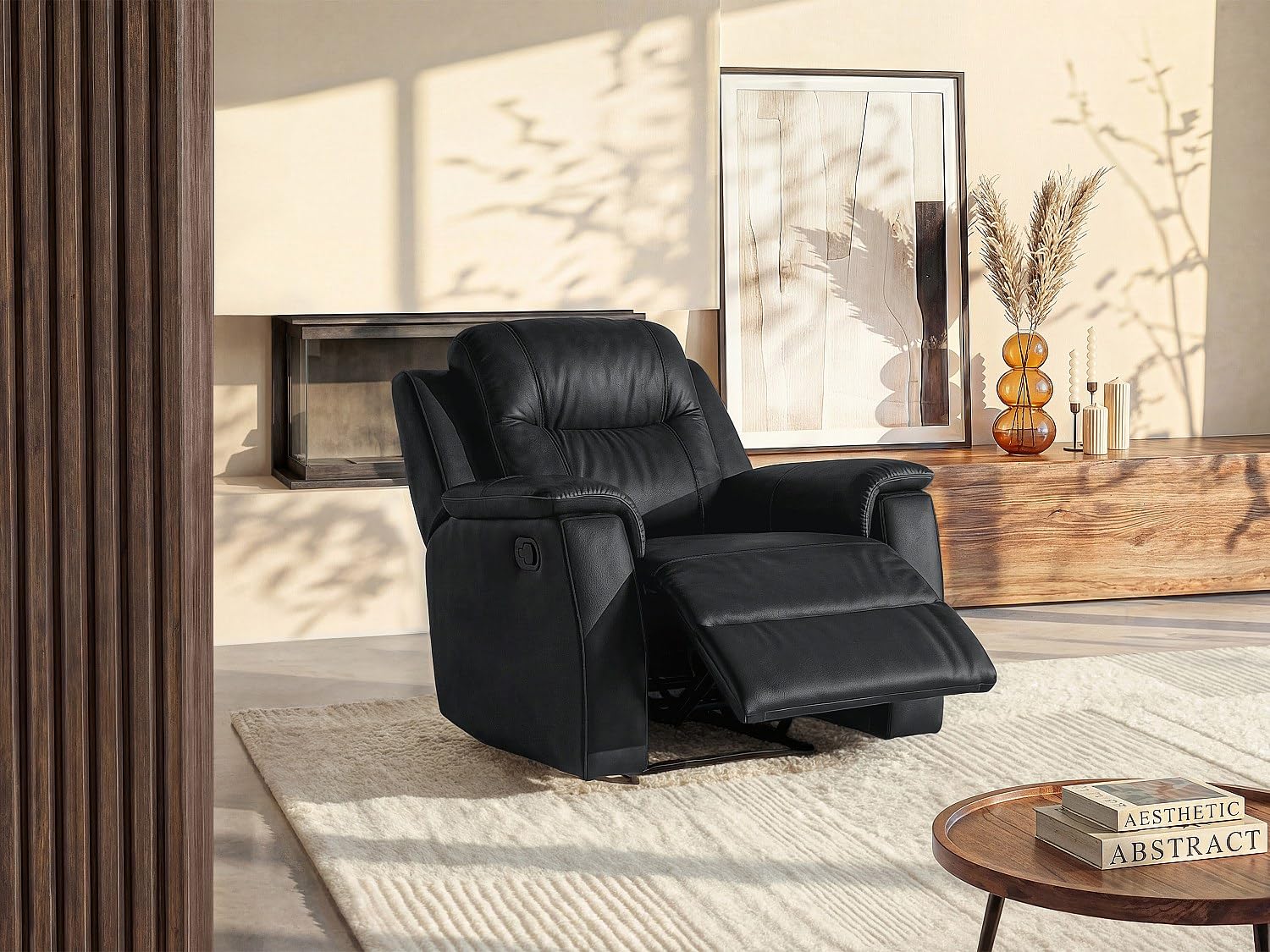 Vente-unique - Fauteuil Relax Evasion en Cuir - Noir